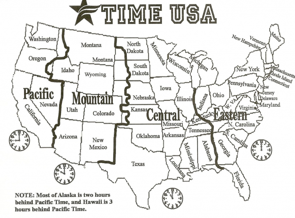 Map Of Us With Time Zones | Sitedesignco - Printable Time Zone Map With States