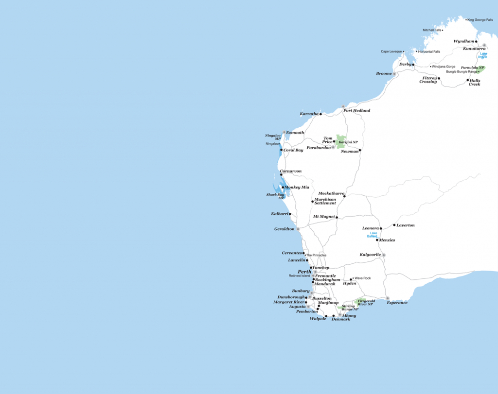 Map Of Western Australia - Tourism Western Australia - Printable Map Of Western Australia