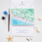 Map Save The Date, Seaside Wedding Save The Date | Mospens Studio   Map Of Watercolor And Seaside Florida