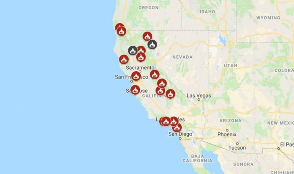 Map: See Where Wildfires Are Burning In California - Nbc Southern - California Wildfires 2018 Map