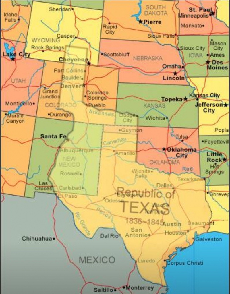 Map Showing Current Usa With The Republic Of Texas Superimposed - King Ranch Texas Map
