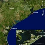Map Showing The Texas Coast With Port Aransas And Galveston Marked   Map Of Port Aransas Texas Area