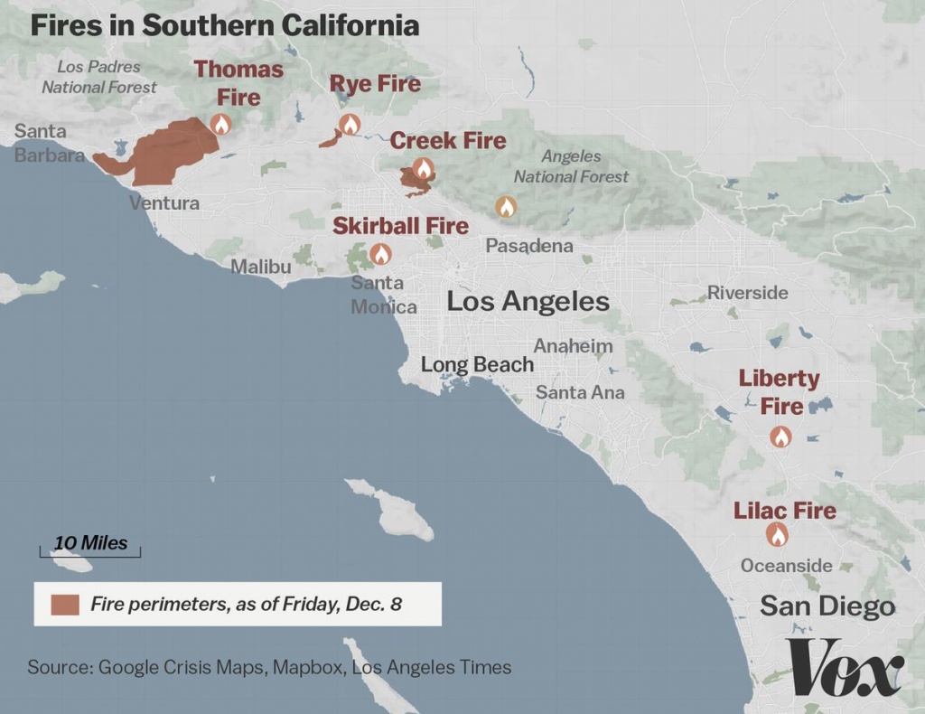 Map: Where Southern California&amp;#039;s Massive Blazes Are Burning - Vox - Map Of Southern California Fires Today
