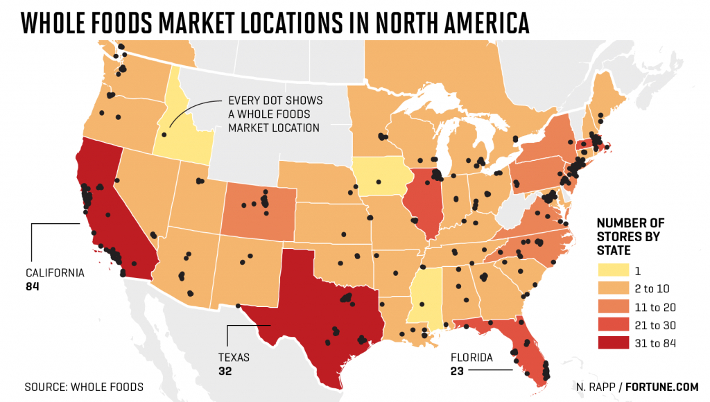 Map: Whole Foods Store Locations In U.s. | Fortune - Whole Foods In Florida Map