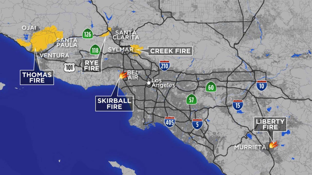 Maps: A Look At Each Fire Burning In The Los Angeles Area | Abc7 - Map Of Current Fires In Southern California
