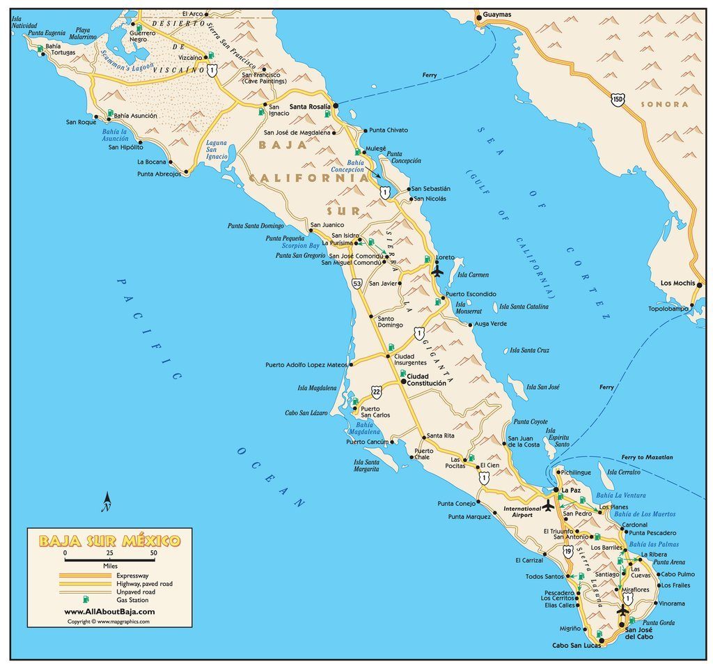 Detailed Map Of Baja Mexico