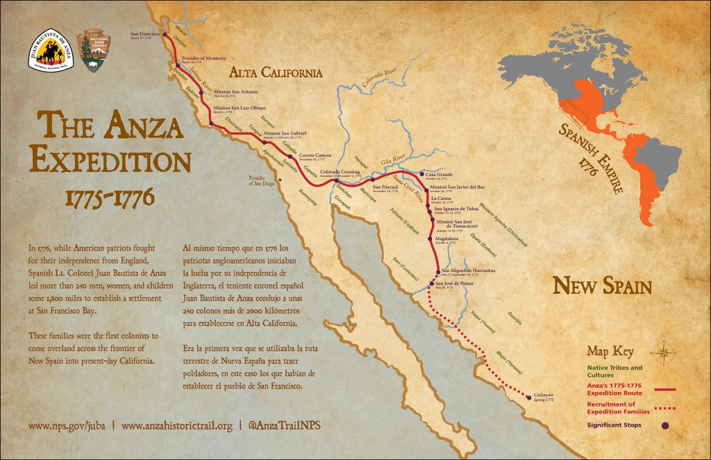 Maps - Juan Bautista De Anza National Historic Trail (U.s. National - California Trail Map