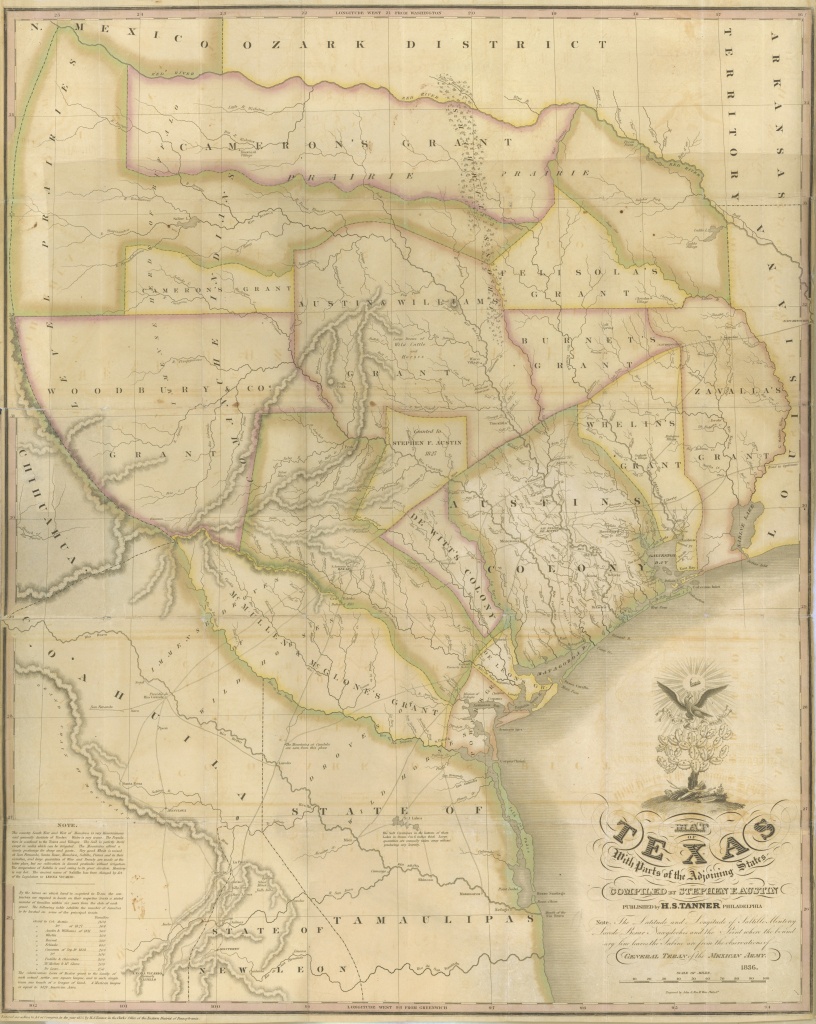 Maps: Map Of Texas With Parts Of The Adjoining States| A Continent - Stephen F Austin Map Of Texas