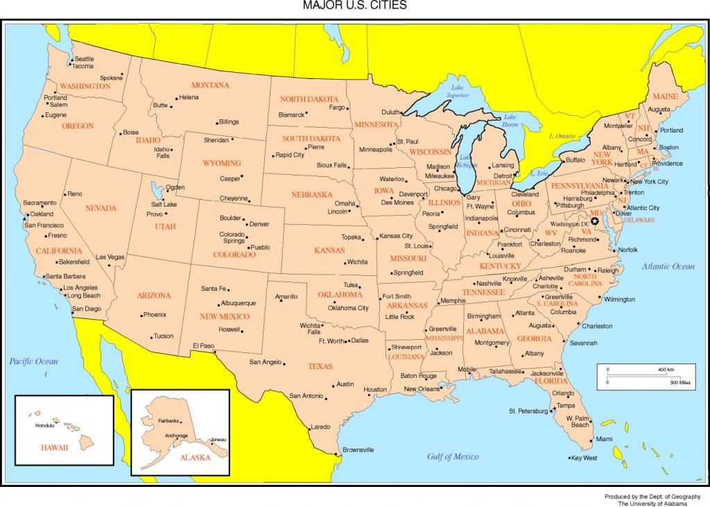 Us Map With Cities And States Printable | Printable Maps