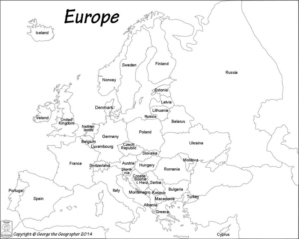 Maps. Printable Map Of Europe - Diamant-Ltd - Free Printable Map Of Europe