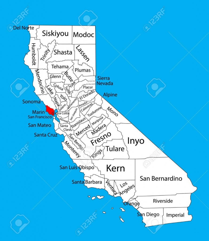 Marin County (California, United States Of America) Vector Map.. - Marin County California Map