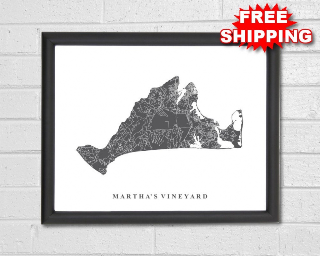 Martha&amp;#039;s Vineyard Map Art Map Print Massachusetts | Etsy - Martha&amp;#039;s Vineyard Map Printable
