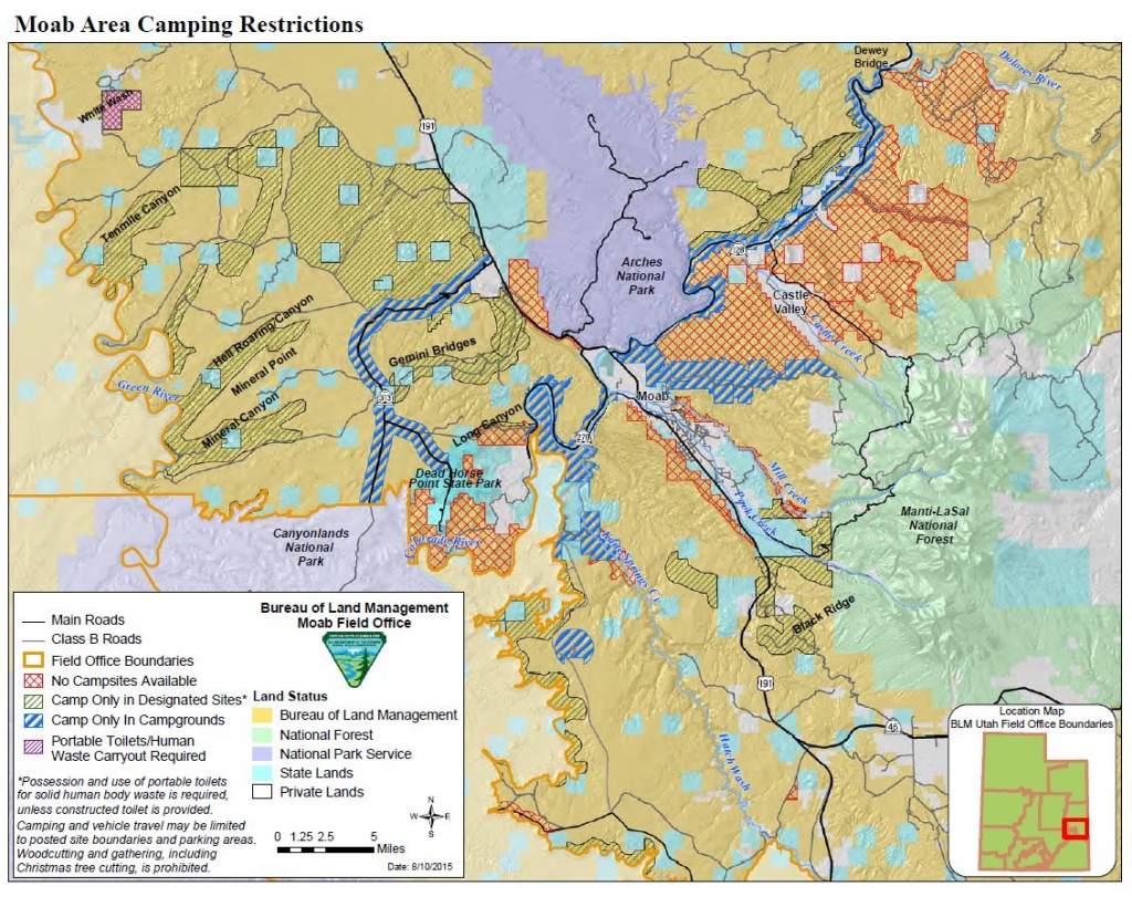Media: Public Room: Utah: Moab Camping Restrictions | Bureau Of Land - Blm Dispersed Camping California Map