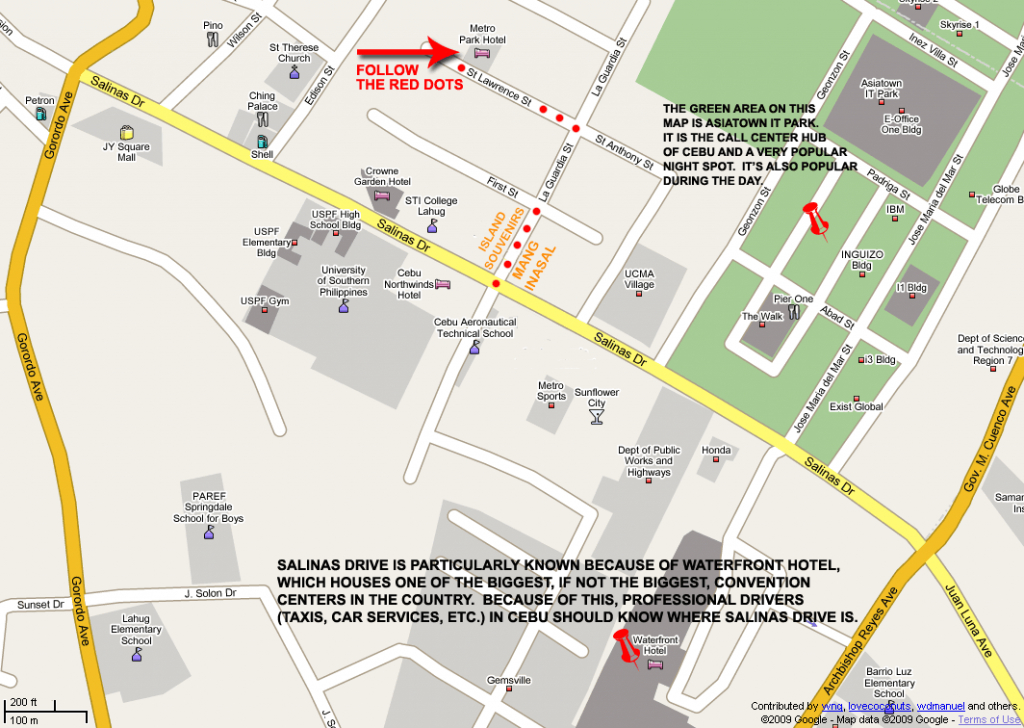 Metro Park Hotel Map (Print Version) - Cebu City Map Printable