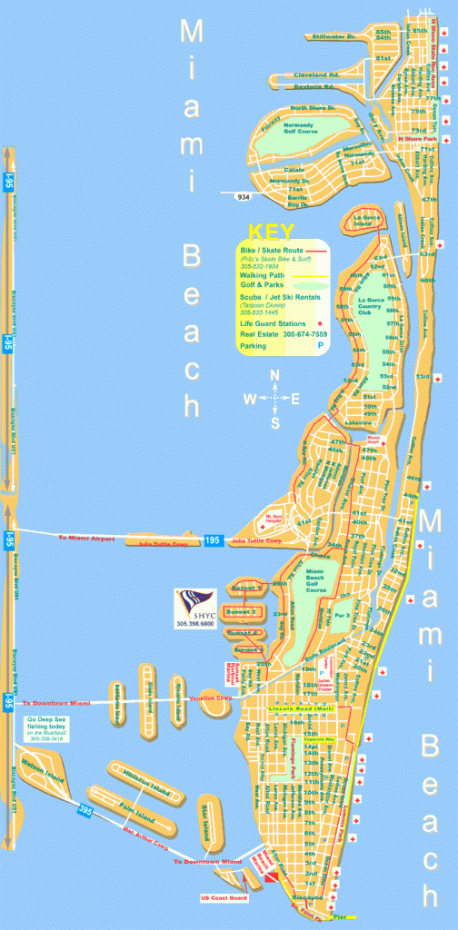 Miami Beach Street Map- North And South Miami Beach - Map Of South Beach Miami Florida
