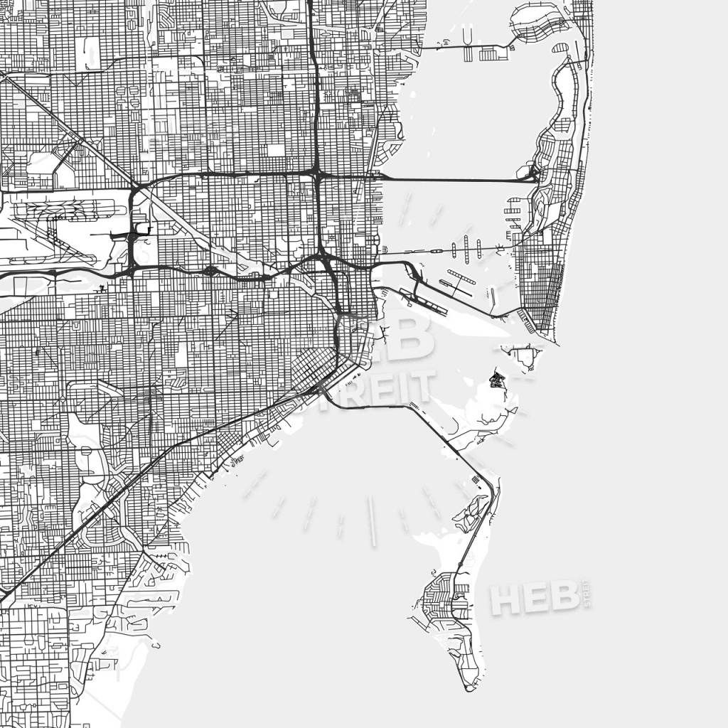 Miami, Florida - Area Map - Light | Hebstreits Sketches - Map Of Miami Florida And Surrounding Areas