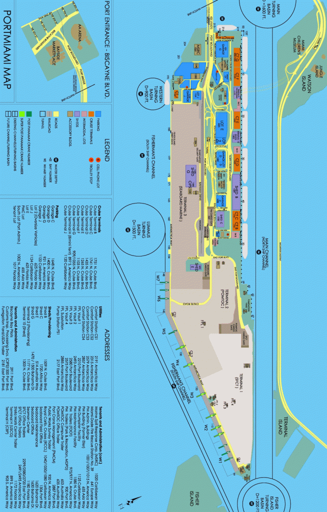 Miami (Florida) Cruise Port Map (Printable) | Taste Of Travel În 2019 - Map Of Cruise Ports In Florida