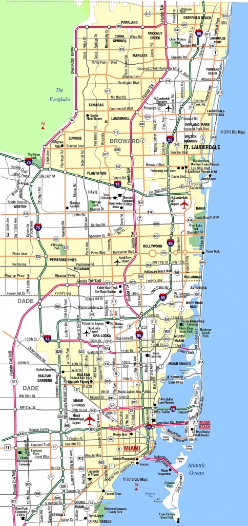 Miami Metropolitan Area Highways - Aaccessmaps - Street Map Of Downtown Miami Florida