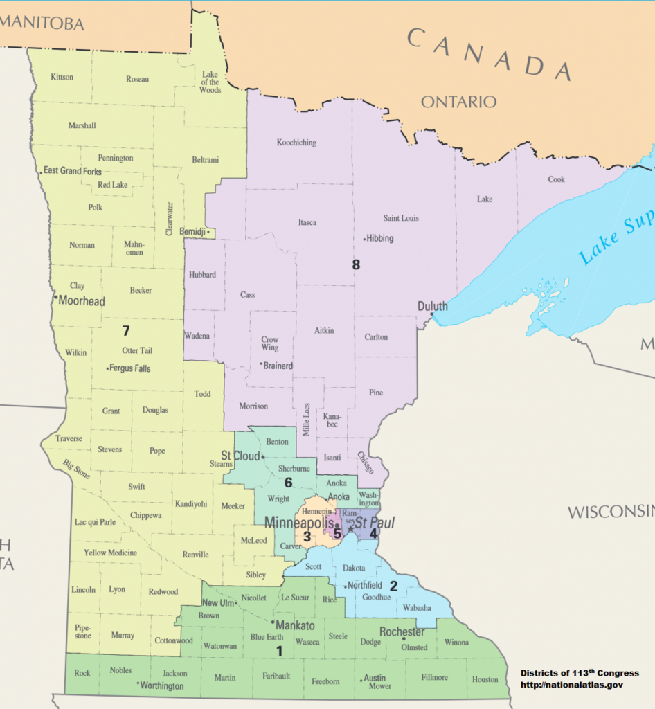 Minnesota&amp;#039;s Congressional Districts - Wikipedia - Printable Lake Minnetonka Map