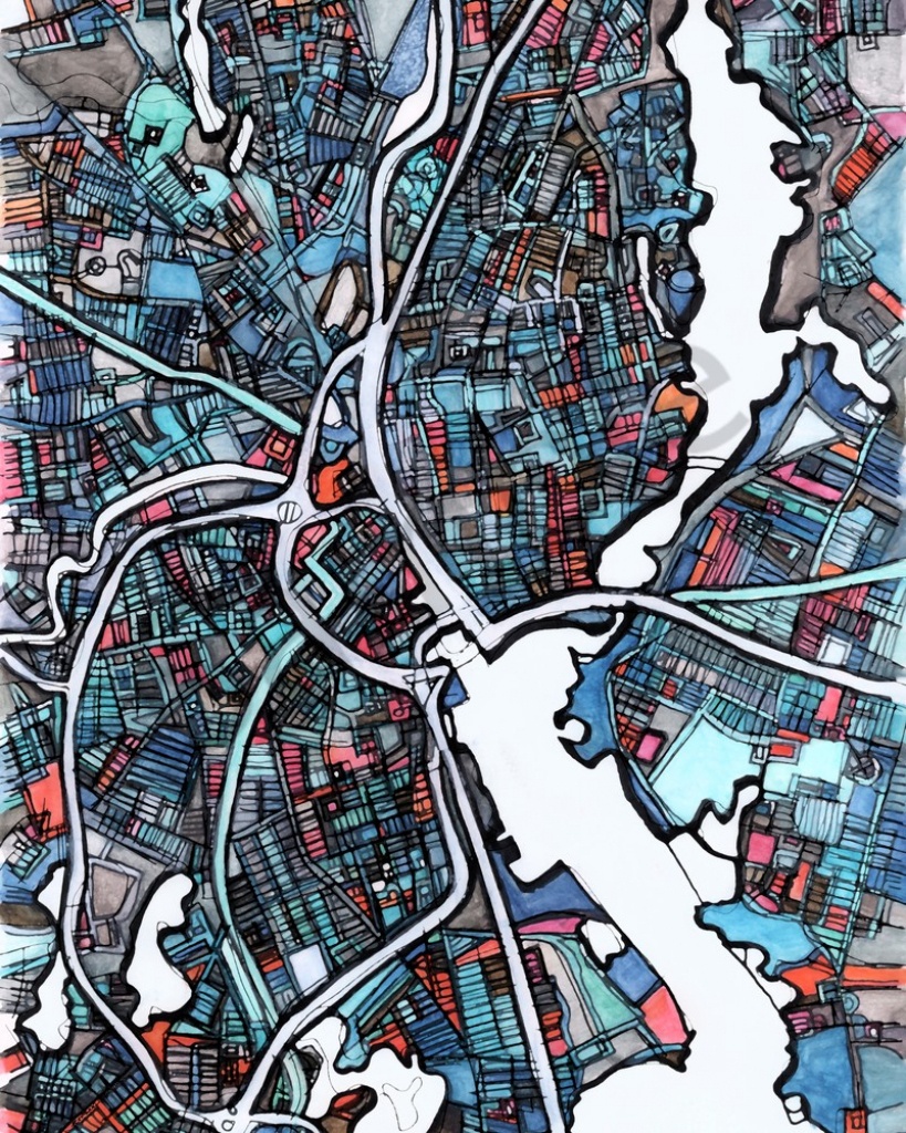 Modern Map Art – Abstract Map Print Of Providence Ri. Wall Art Print | Gift  Ideas | Bedroom Decor | Housewarming Present - Printable Map Of Providence Ri
