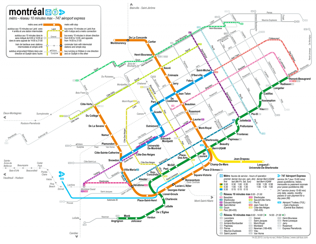 Montreal Buses - Map And Guide For Visitors To Montreal - Montreal Metro Map Printable