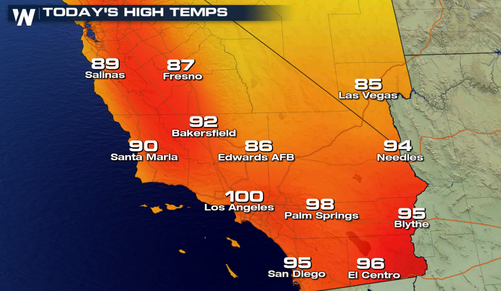 More Record Heat In Southern California - Hot Again For The World - California Heat Map