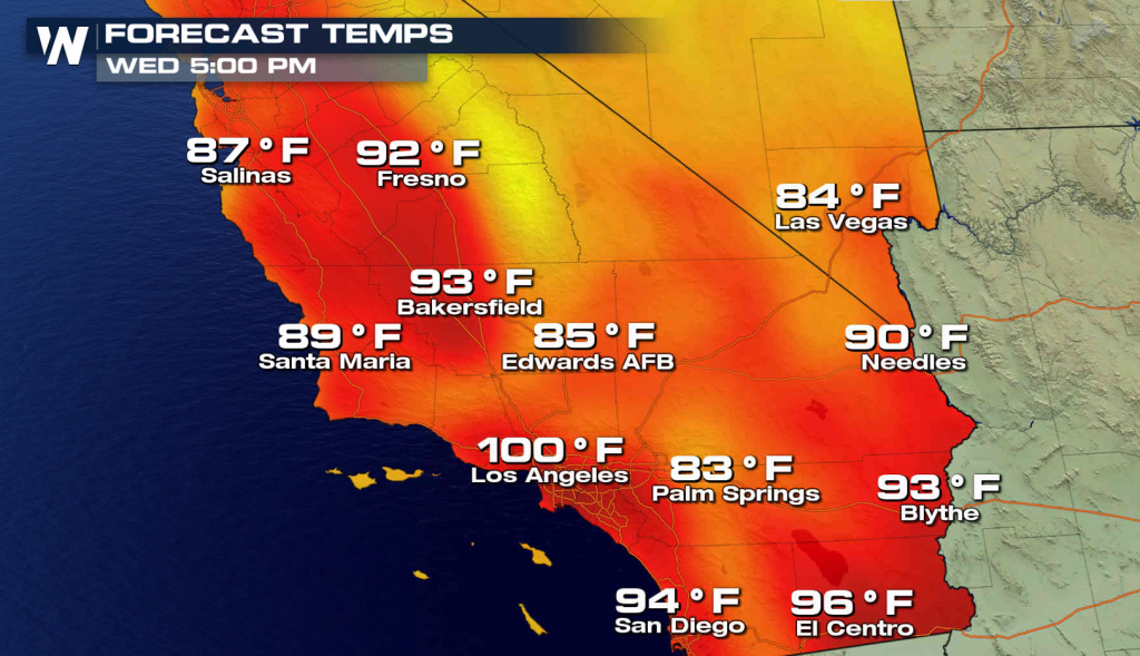 More Record Heat In Southern California - Hot Again For The World - California Temperature Map Today