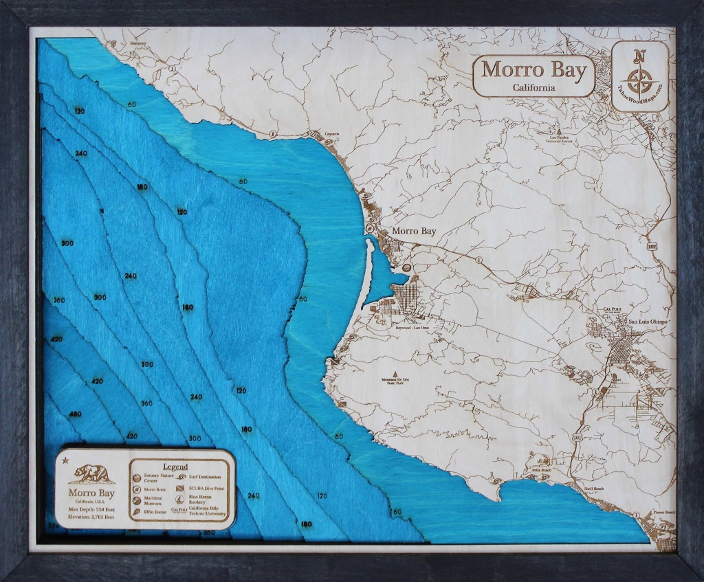 Morro Bay 3D Wood Map • Tahoe Wood Maps - Morro Bay California Map