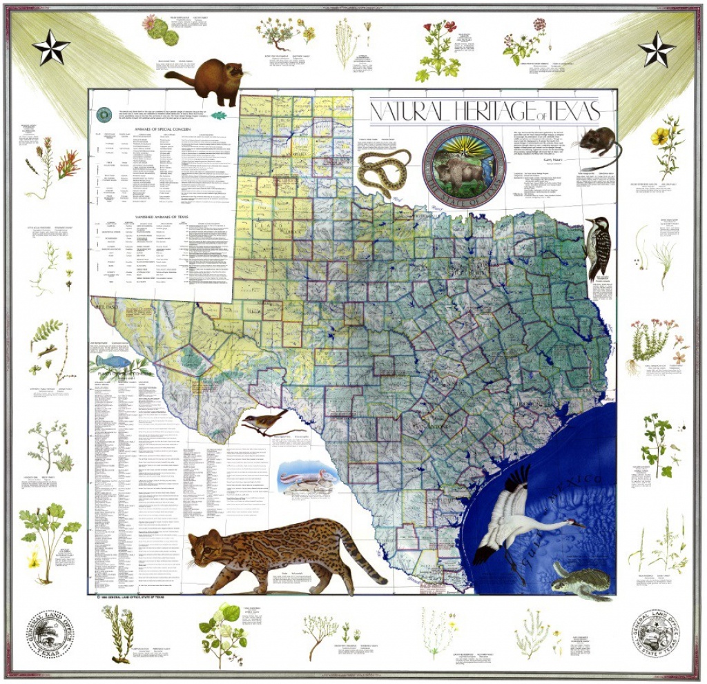 My Favorite Map: The Natural Heritage Map Of Texas, 1986 - Texas Land Office Maps