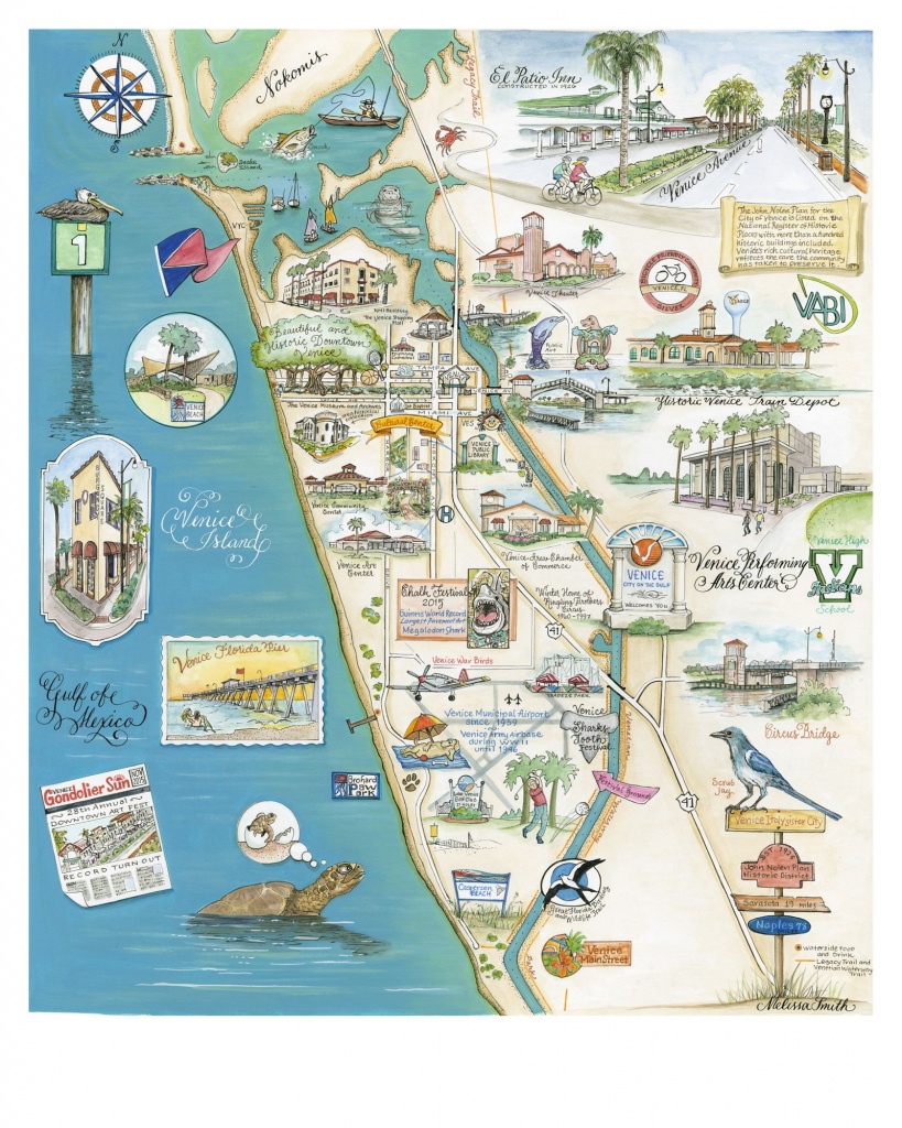 My Home Town, Beautiful And Historical Venice Florida. Custom Map - Venice Beach Florida Map