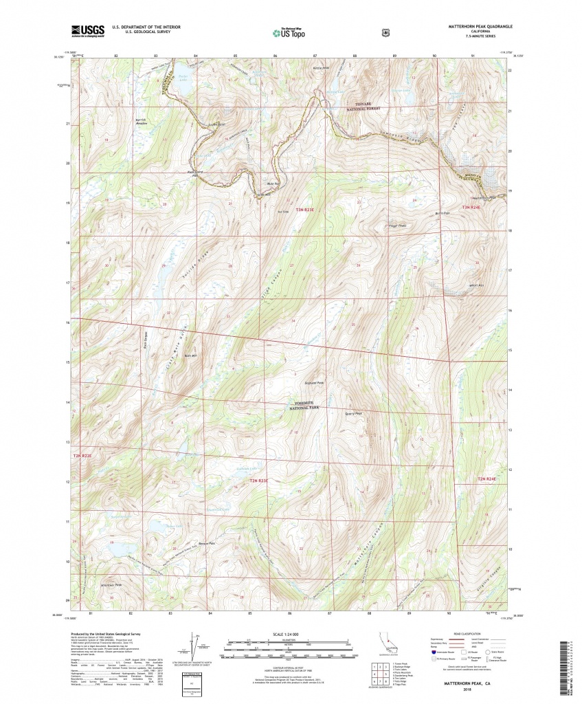 Mytopo Matterhorn Peak, California Usgs Quad Topo Map - Twin Peaks California Map