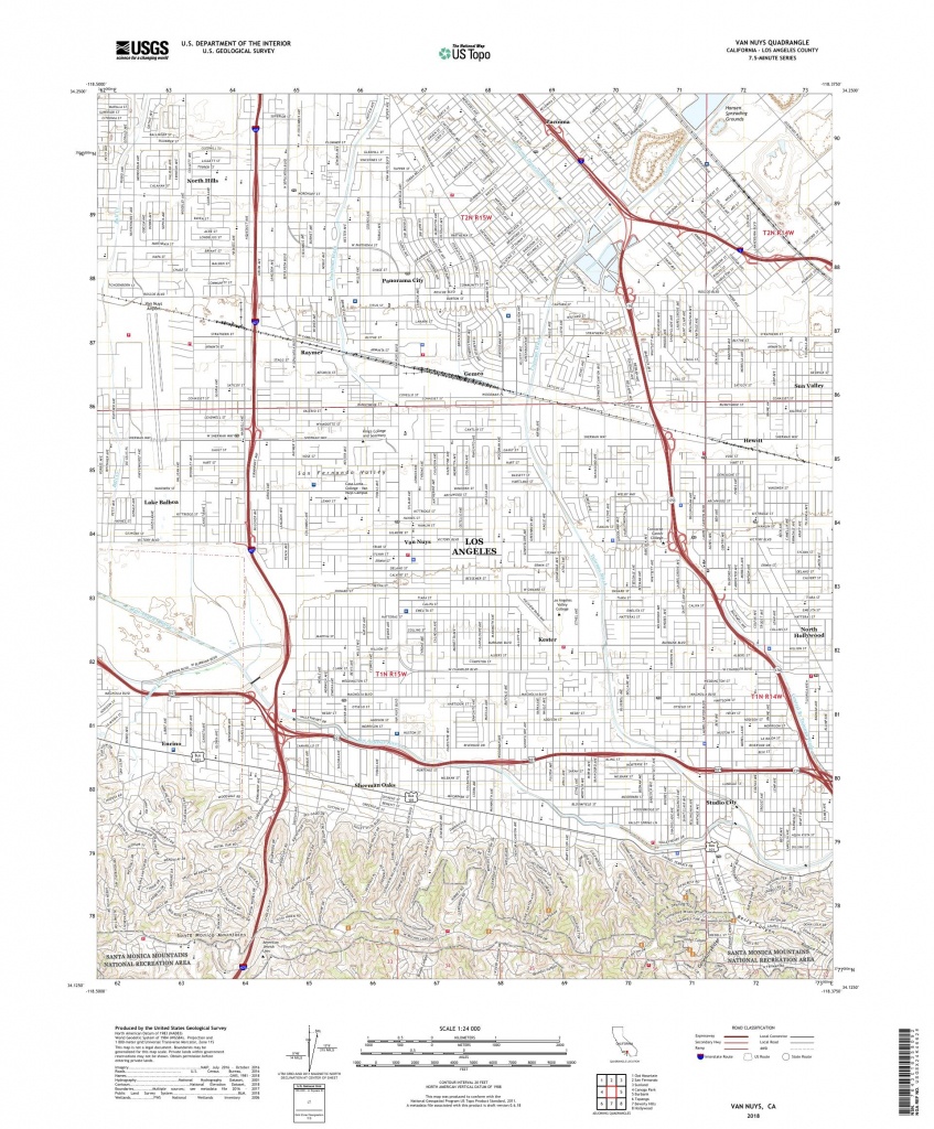 Mytopo Van Nuys, California Usgs Quad Topo Map - Van Nuys California Map