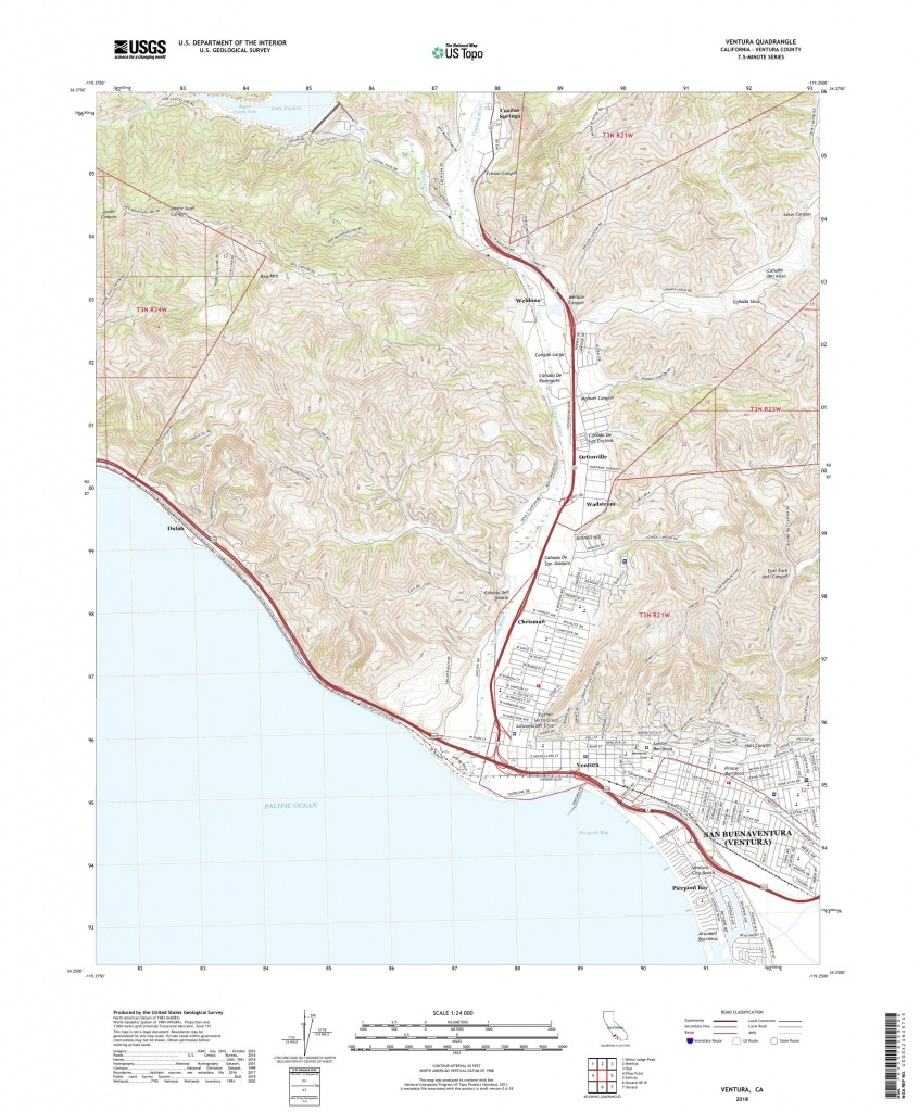 Mytopo Ventura, California Usgs Quad Topo Map - Ventura California Map