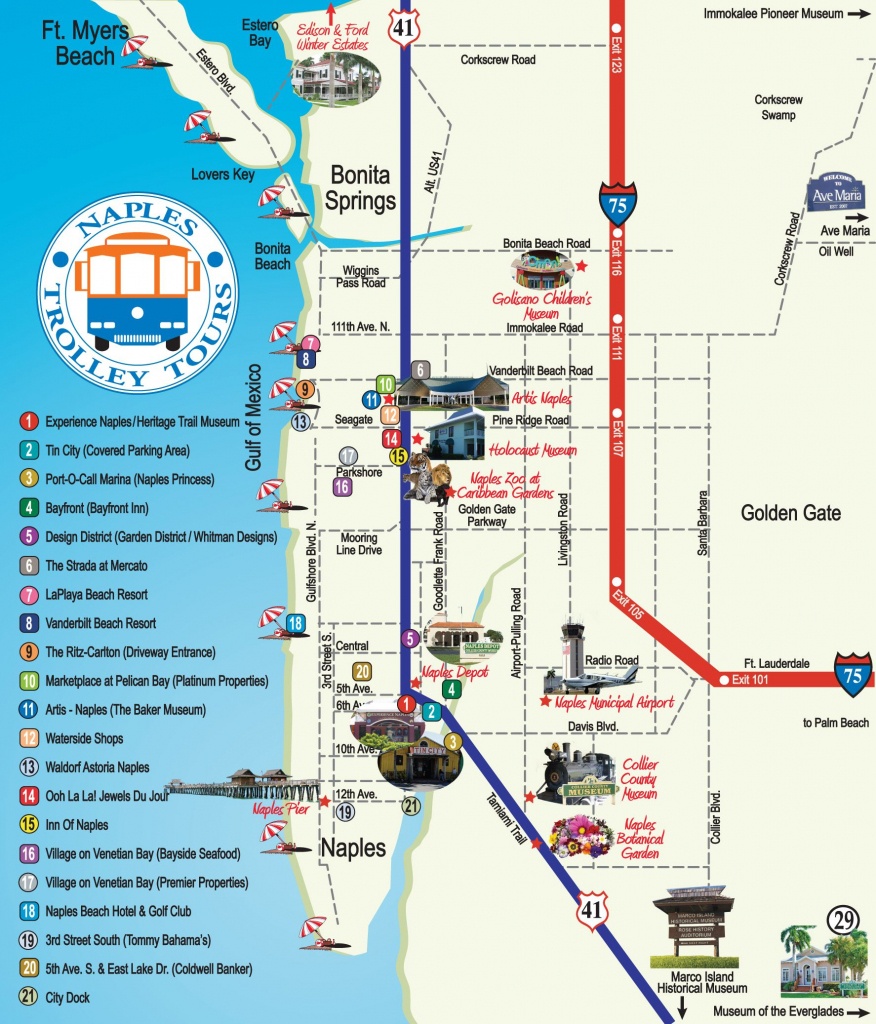Naples Trolley Tours - Route Map | Florida | Map, Florida, Naples - Naples On A Map Of Florida