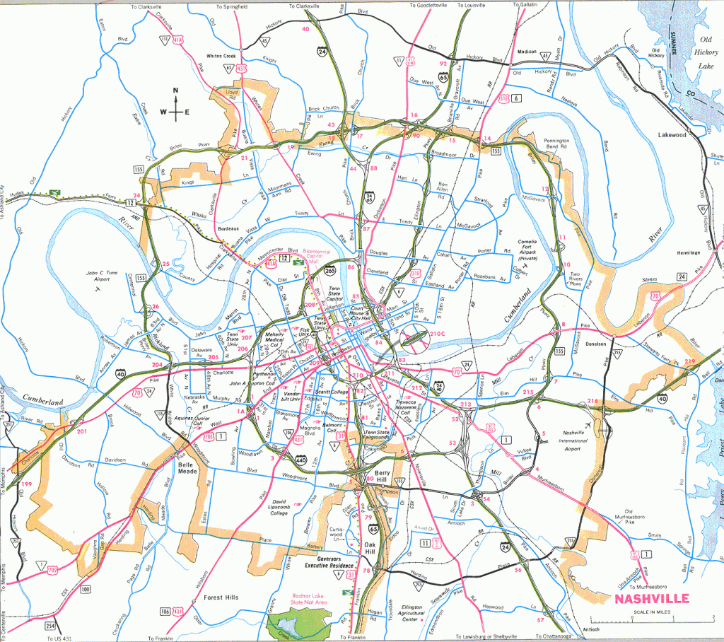 Nashville Map ~ Usa Map Guide 2016 - Printable Map Of Nashville Tn