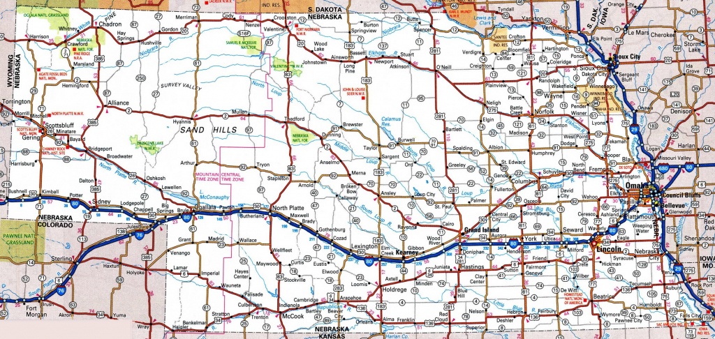 Nebraska Road Map - Printable Map Of Nebraska