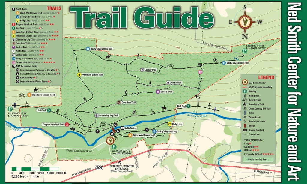 Ned Smith Center Lands And Trails | Ned Smith Center For Nature And Art - Printable Trail Maps