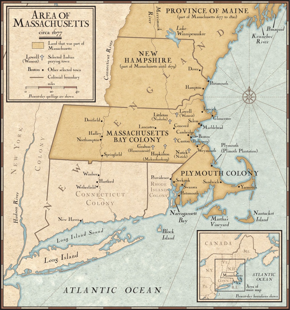 New England Colonies In 1677 | National Geographic Society - New England Colonies Map Printable