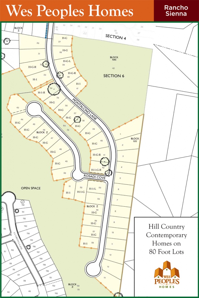 New Georgetown Homes For Sale In Rancho Sienna | Wes Peoples Homes - Sienna Texas Map