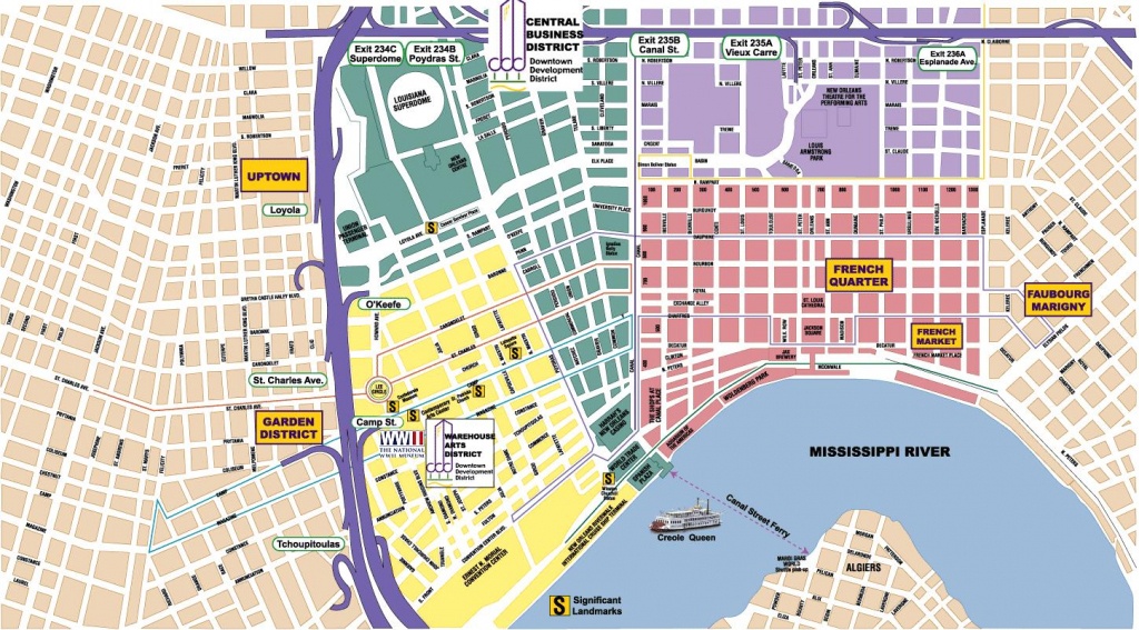 New Orleans Area Maps | On The Town - New Orleans Street Map Printable