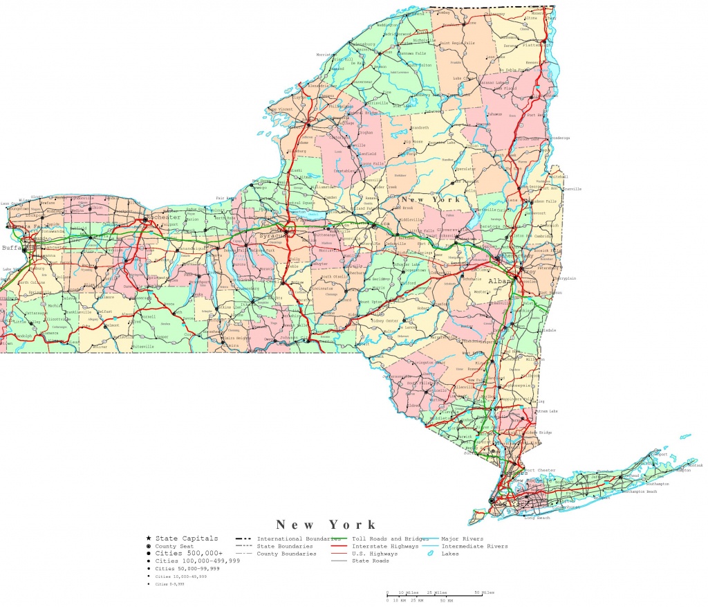 New York Printable Map - Printable Map Of New York