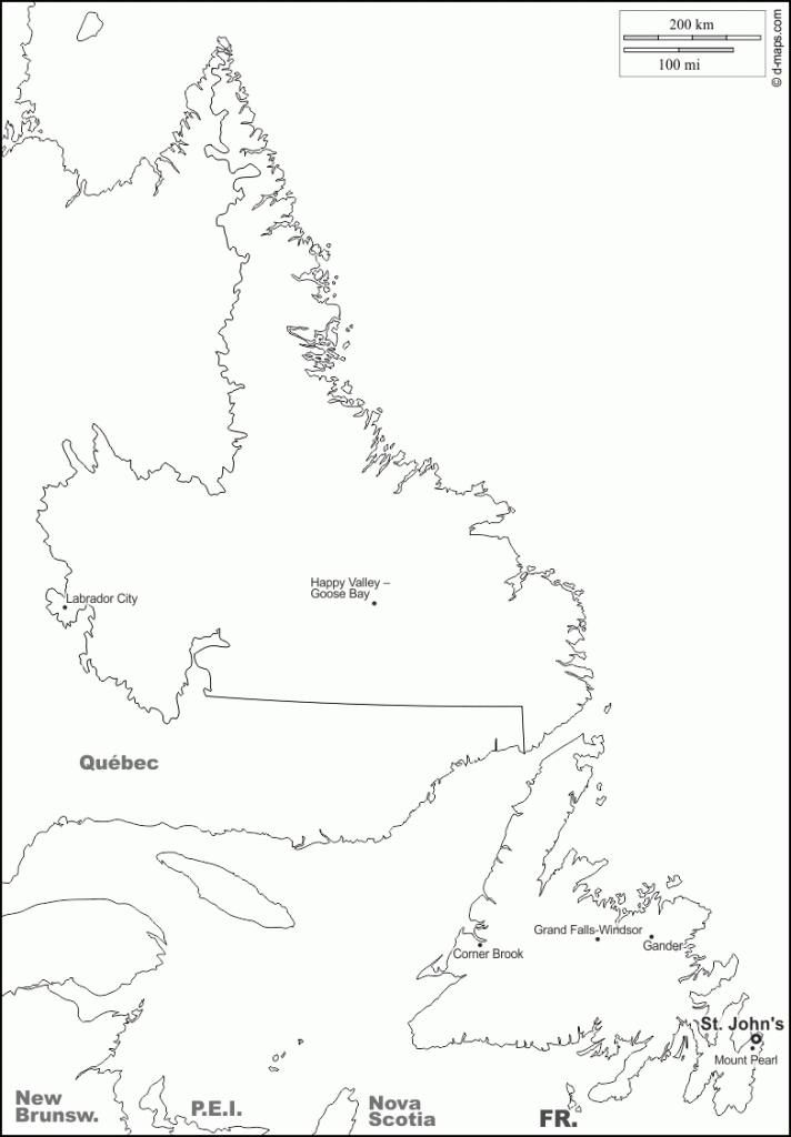 Newfoundland And Labrador Free Map, Free Blank Map, Free Outline Map - Printable Map Of Newfoundland