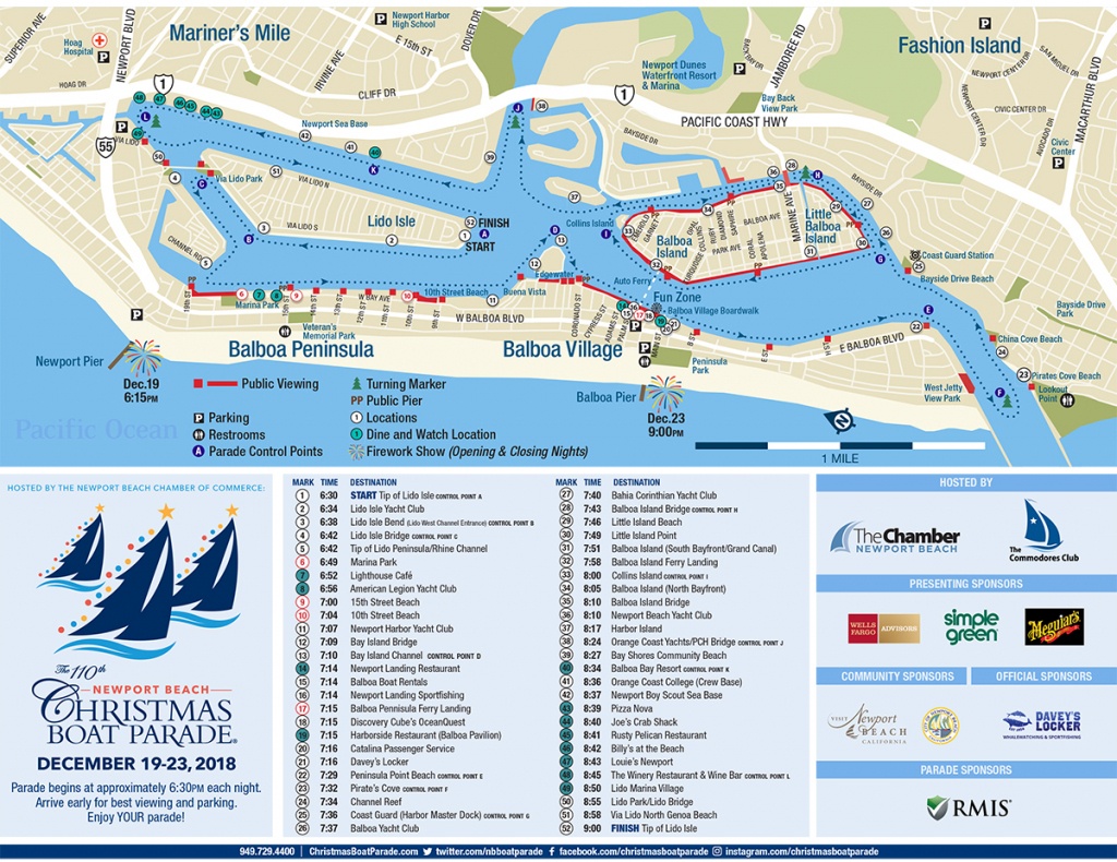 Newport Beach Christmas Boat Parade | Chrismas Boat Parade - Newport California Map