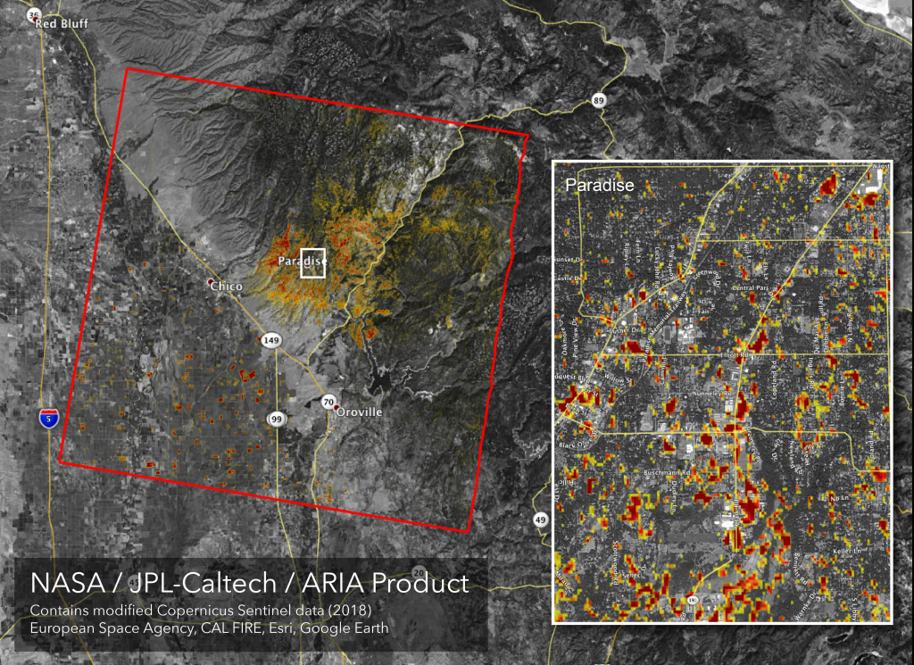 News | Updated Nasa Damage Map Of Camp Fire From Space - Paradise California Map