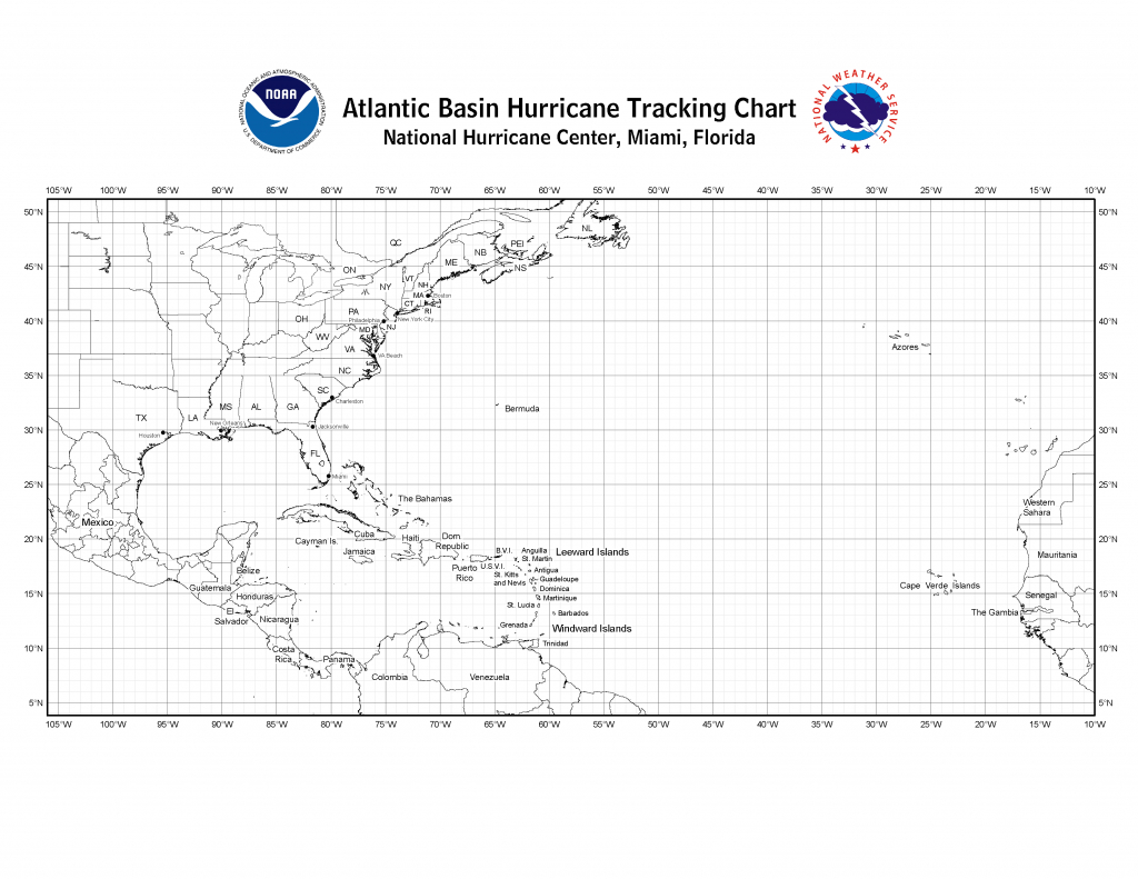 Nhc Blank Tracking Charts - Printable Weather Maps For Students
