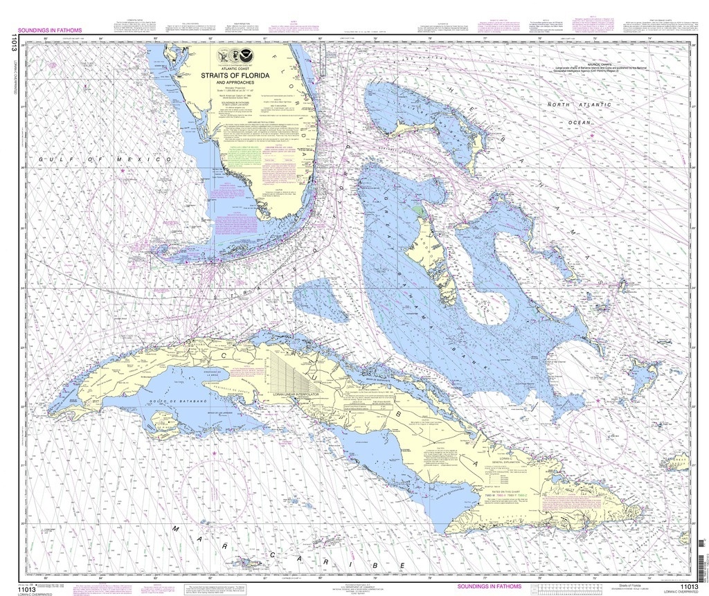 Noaa Chart 11013 Straits Of Florida And Approaches - Nautical Maps Florida