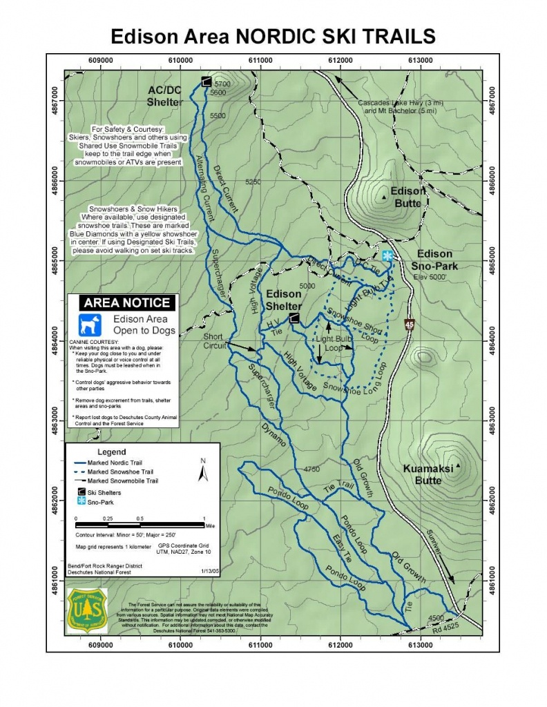 Nordic And Snowshoe Trails Near Bend, Oregon | Printable Maps - Printable Map Of Bend Or