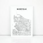 Norfolk Map Print Virginia Va Usa Map Art Poster Hampton | Etsy   Printable Map Of Norfolk Va