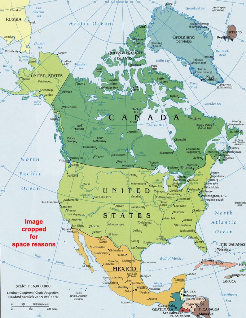North America Political Map, Political Map Of North America - North America Political Map Printable
