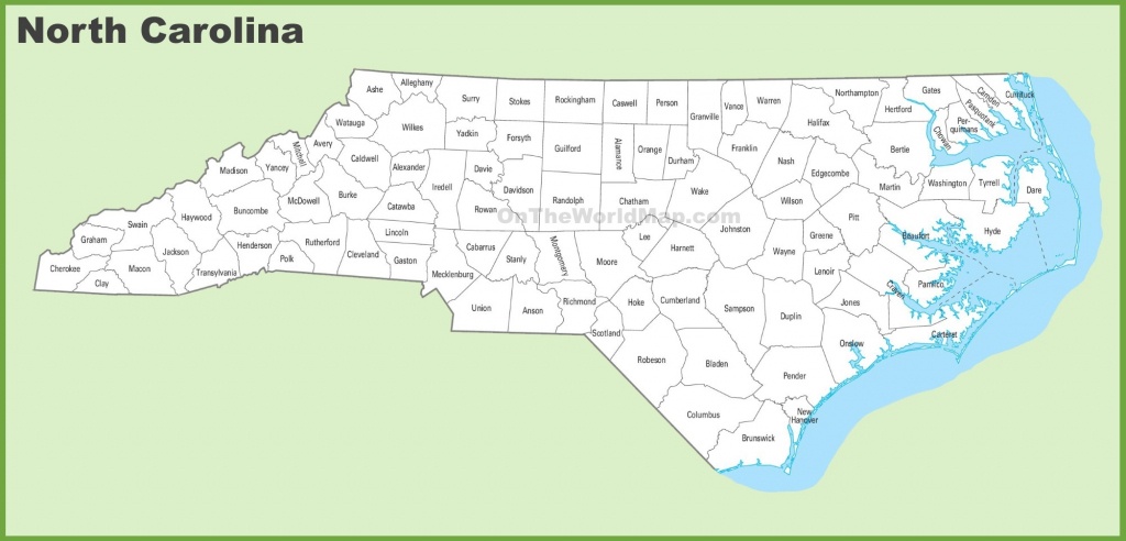 North Carolina County Map - Printable Map Of North Carolina Cities
